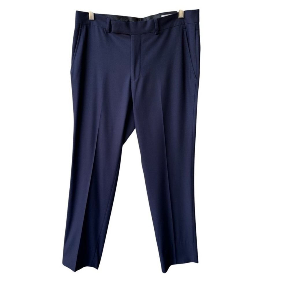 Reaction Kenneth Cole Pants Trousers Navy Blue Flat Front Business Casual Men 31
